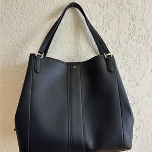 Liz Claiborne Black Leather Tote Bag
